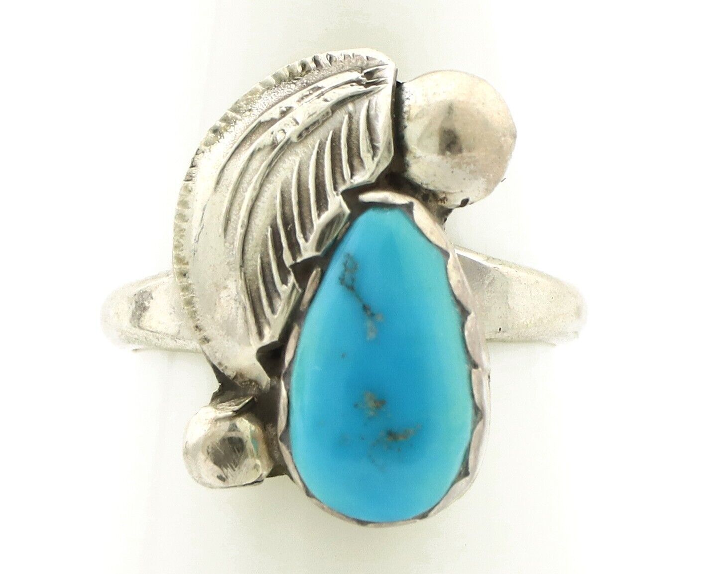 Zuni Ring 925 Silver Natural Mined Blue Turquoise Artist Signed Simplicio C.80's