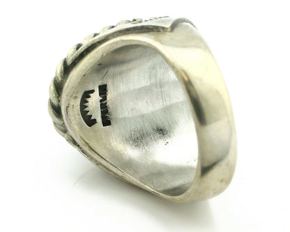 Navajo Ring .925 Silver Onyx Artist Signed Apache Manufacturing C.80's