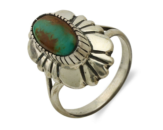 Navajo Ring .925 Silver Natural Mined Turquoise Artist Signed M Montoya C.80's