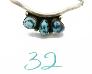 C.1980 Navajo F. Sandoval Morenci Turquoise .925 Silver Cuff Bracelet
