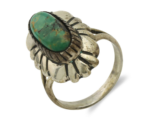 Navajo Ring .925 Silver Natural Mined Turquoise Artist Signed M Montoya C.80's