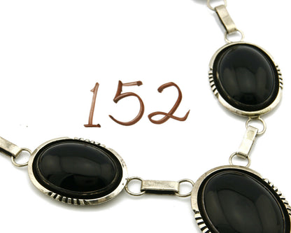 Women's Navajo Necklace Onyx .925 Silver Signed Denetdale
