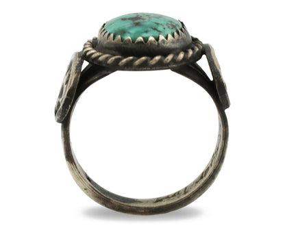 Navajo Ring .925 Silver Spiderweb Turquoise Artist Signed FA C.1980's