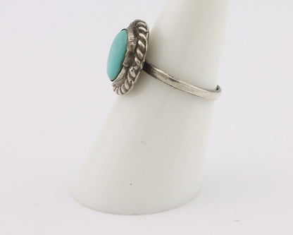 Navajo Handmade Ring 925 Silver Kingman Turquoise Native Artist C.80's