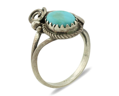 Navajo Ring .925 Silver Kingman Turquoise Native American Artist C.80's