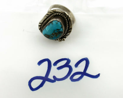 Navajo Ring .925 Silver Morenci Turquoise Native American Artist C.80's