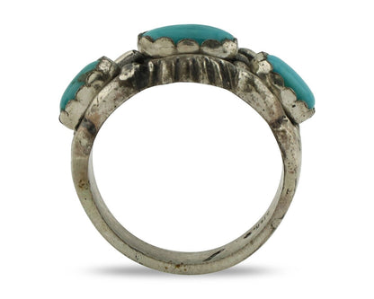 Navajo Ring .925 Silver Natural Blue Turquoise Native American Artist C.80's