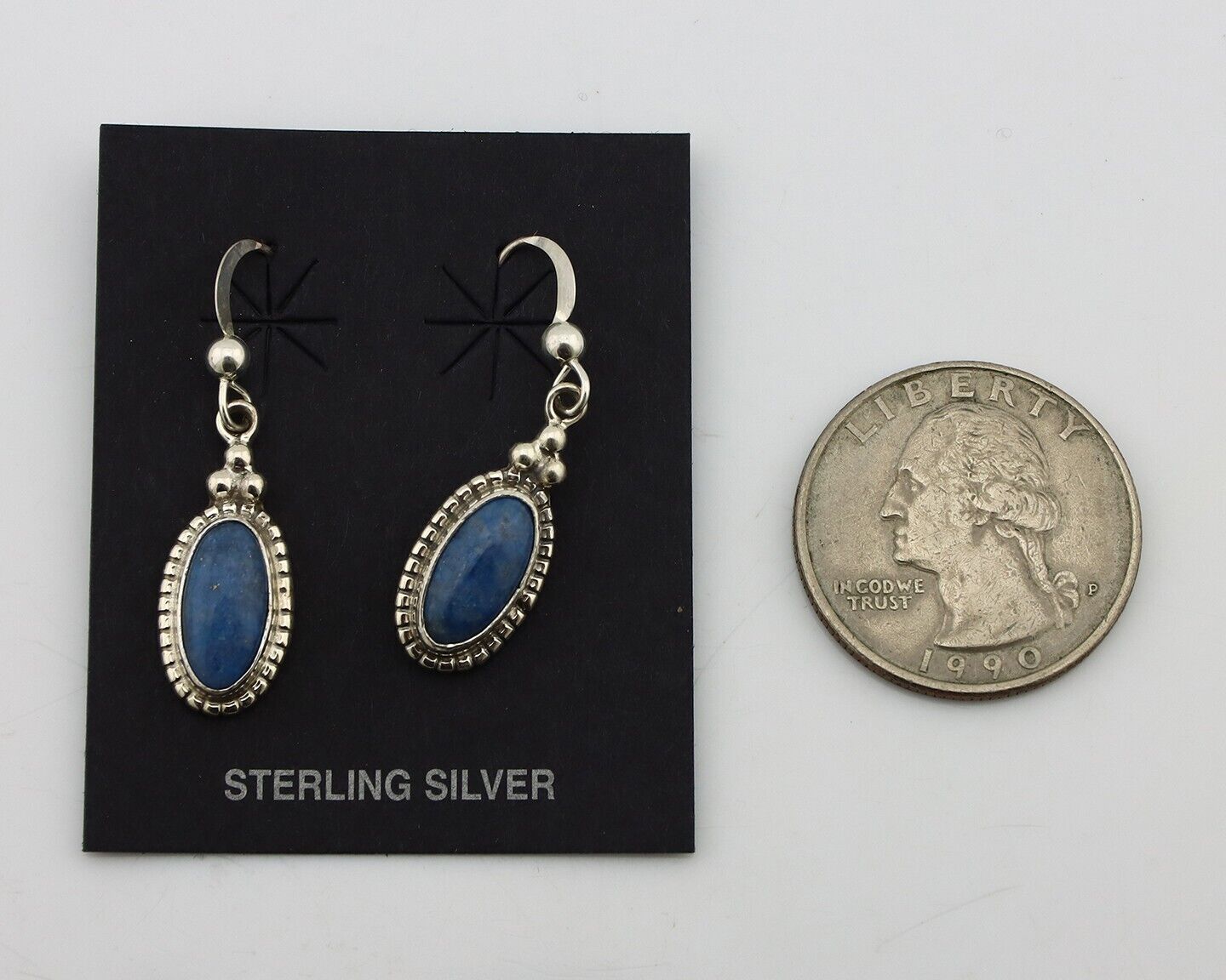 Navajo Earrings 925 Silver Natural Royal Blue Lapis Native American Artist C90s