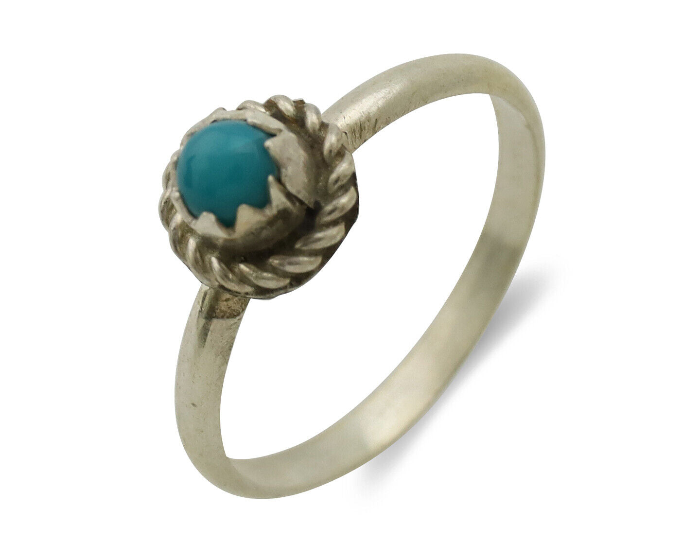 Navajo Ring .925 Silver Blue Turquoise Size 2.50 Native Artist C.1980s