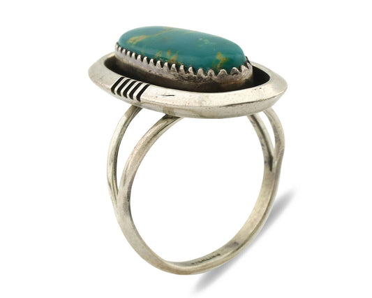 Navajo Ring .925 Silver Natural Blue Turquoise Native American Artist C.1980's
