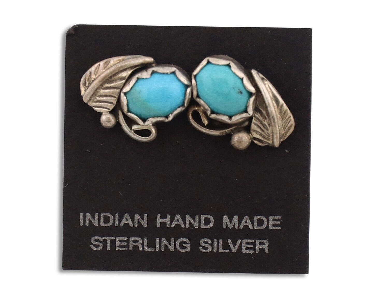 Navajo Earrings 925 Silver Natural Blue Turquoise Native American Artist C.90's