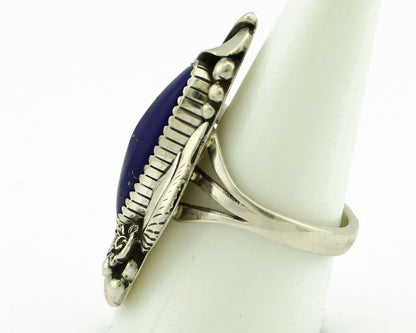 Zuni Ring 925 Silver Natural Lapis Lazuli Artist Signed Unknown C.80's