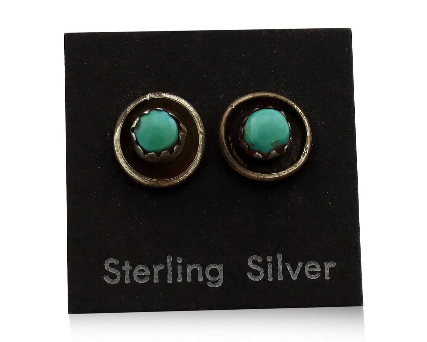 Zuni Earrings 925 Silver Natural Kingman Turquoise Native American Artist C.80's