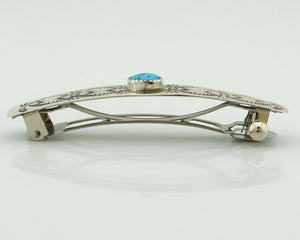 Women's Navajo Hair Clip .925 Silver Sleeping Beauty Turquoise Native Artist C80