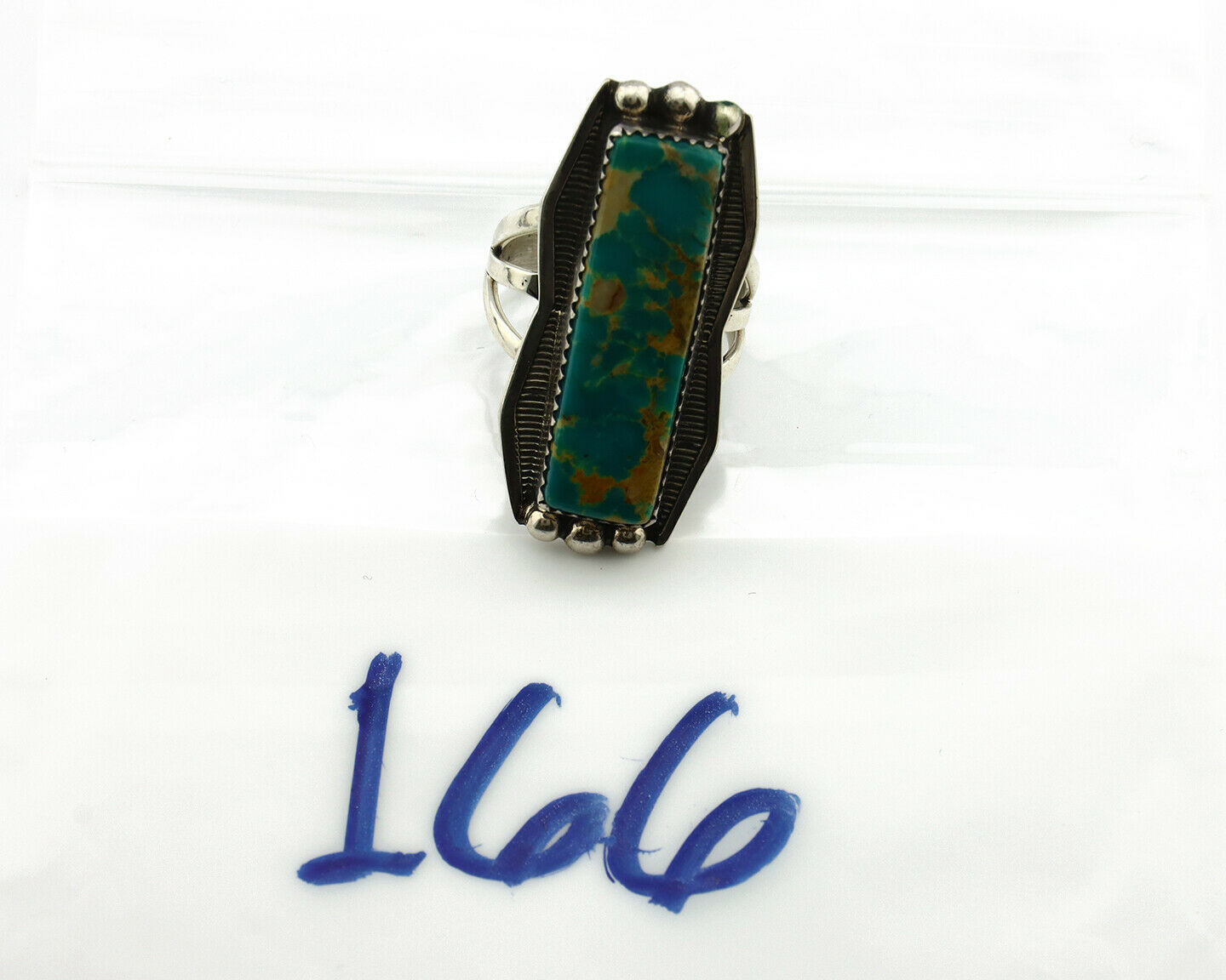 Navajo Ring .925 Silver Natural Aqua Turquoise Signed B C.80's