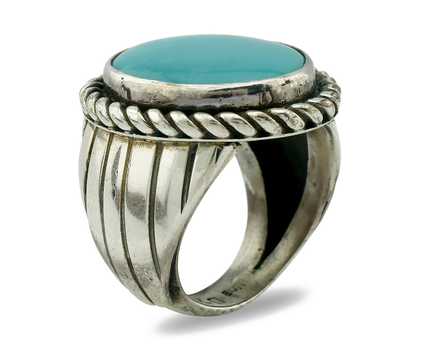 Navajo Ring .925 Silver Blue Turquoise Artist Doug Zachary C.80's