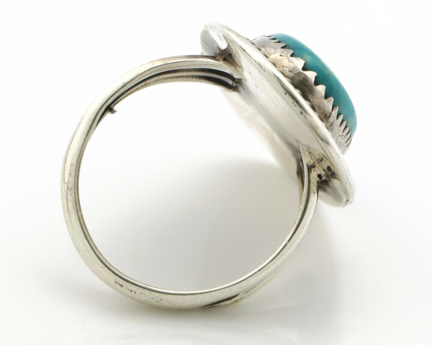 Navajo Ring .925 Silver Kingman Turquoise Native American Artist C.80's