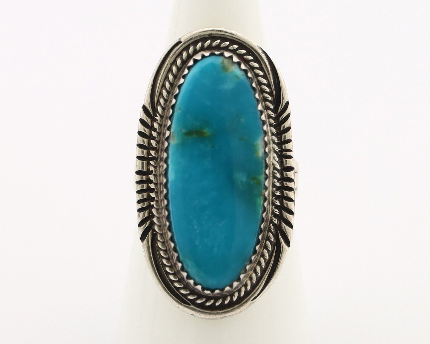 Navajo Ring 925 Silver Blue Gem Turquoise Artist Signed M Begay C.80's