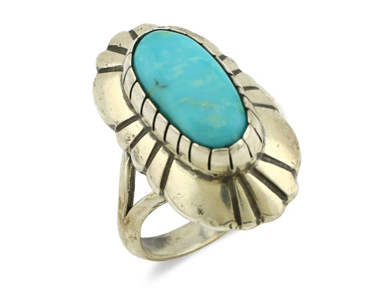 Navajo Ring .925 Silver Arizona Turquoise Signed M Montoya C.80's