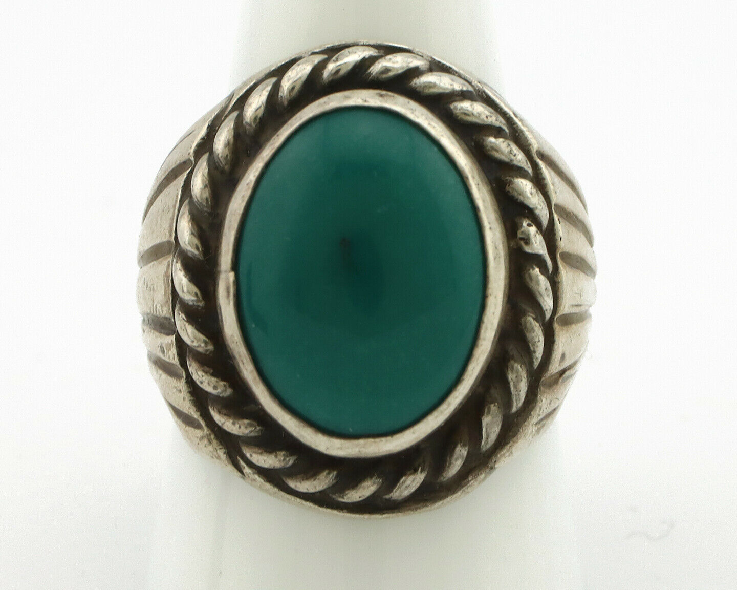 Navajo Ring .925 Silver Green Turquoise Artist C Montoya Circa.80's