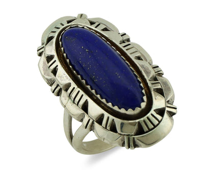 Navajo Handmade Ring 925 Silver Natural Lapis Lazuli Artist Signed RMJ C.80's