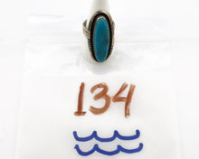Navajo Ring 925 Silver Natural Blue Turquoise Artist Signed W Denetdale C.80's