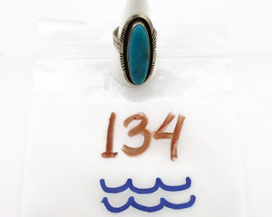 Navajo Ring 925 Silver Natural Blue Turquoise Artist Signed W Denetdale C.80's