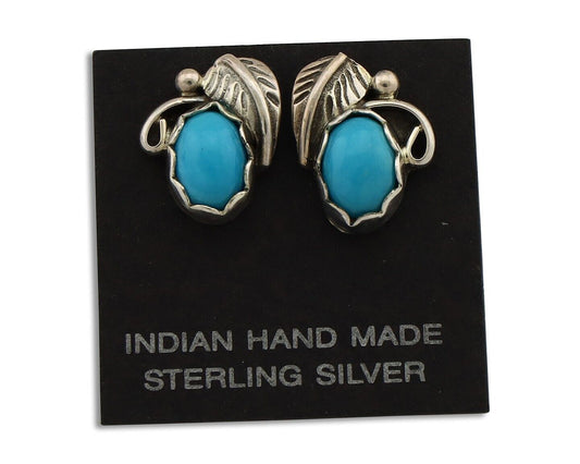 Navajo Earrings 925 Silver Natural Mined Turquoise Native American Artist C.80's