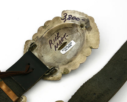 Navajo Concho Belt .925 Silver Hand Stamped Signed Rick Martinez Circa 80's