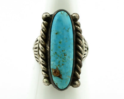 Navajo Ring .925 Silver Blue Turquoise Artist Signed P C.80's