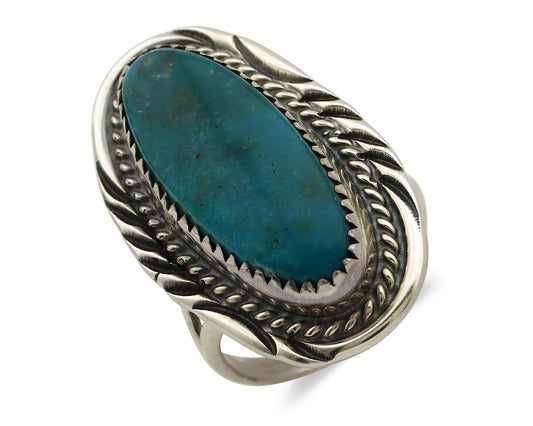 Navajo Ring 925 Silver Natural Blue Turquoise Native American Artist C.1980's