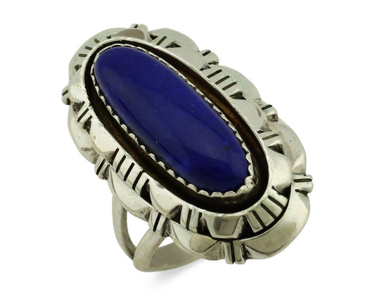 Navajo Handmade Ring 925 Silver Natural Lapis Lazuli Artist Signed RMJ C.80's