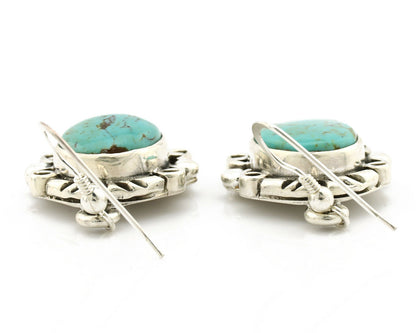 Navajo Earrings .925 Silver Southwest Turquoise Signed Calvin Peterson C.80