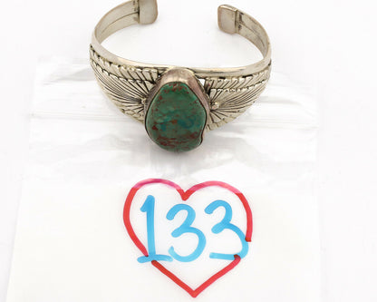 Navajo Cuff Bracelet .925 Silver Kingman Turquoise Artist Signed DC C.80's