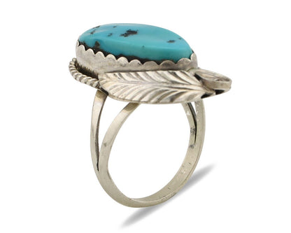 Navajo Ring 925 Silver Sleeping Beauty Turquoise Signed Justin Morris C.80's