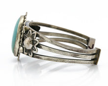 Women's Navajo Cuff .925 Silver Handmade Stamped Turquoise Bracelet C.50's