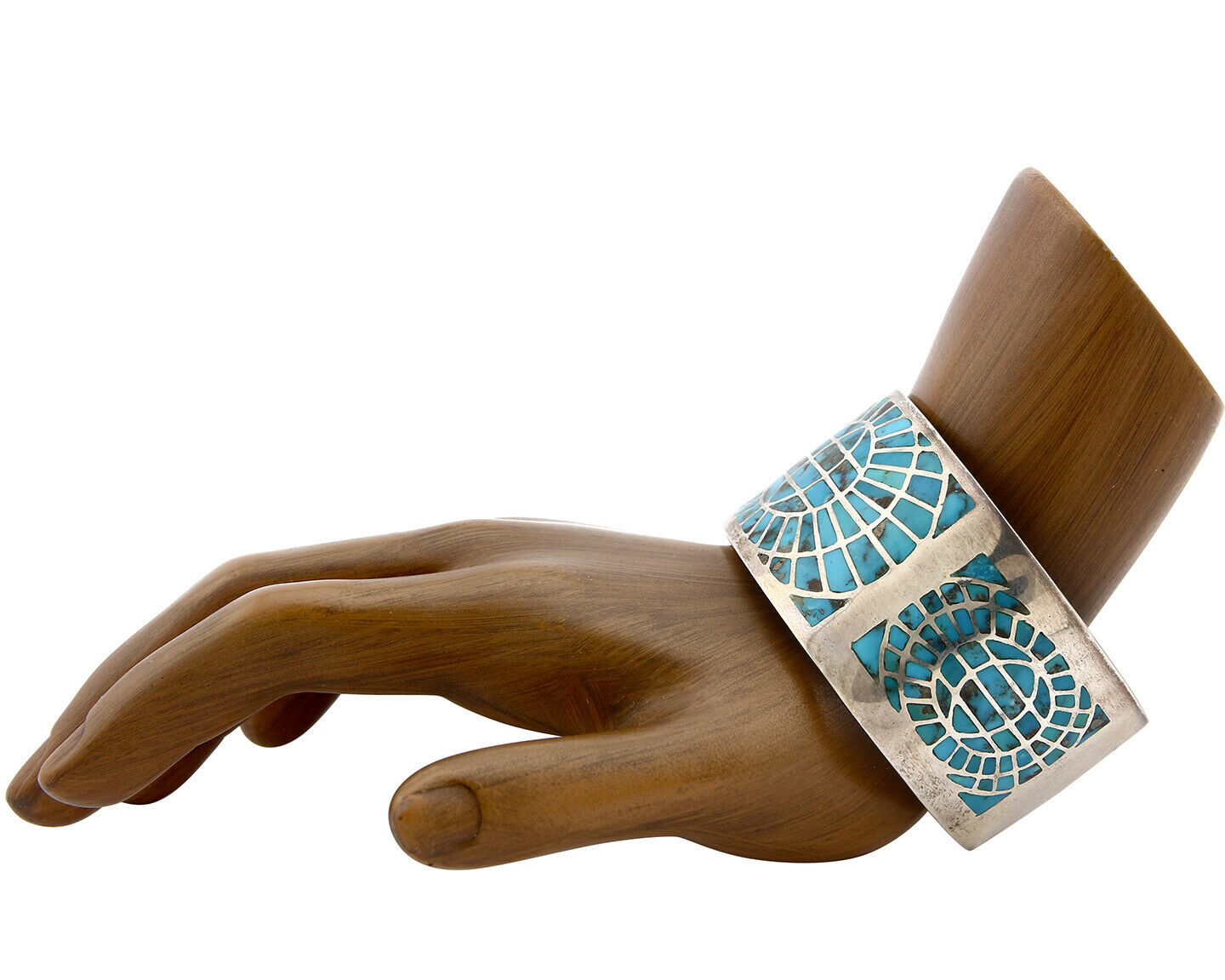 Navajo Bracelet .925 Silver Blue Arizona Turquoise Signed WH C.80's