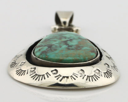 Navajo Pendant 925 Silver Spiderweb Turquoise Artist Signed C Montoya C.80's