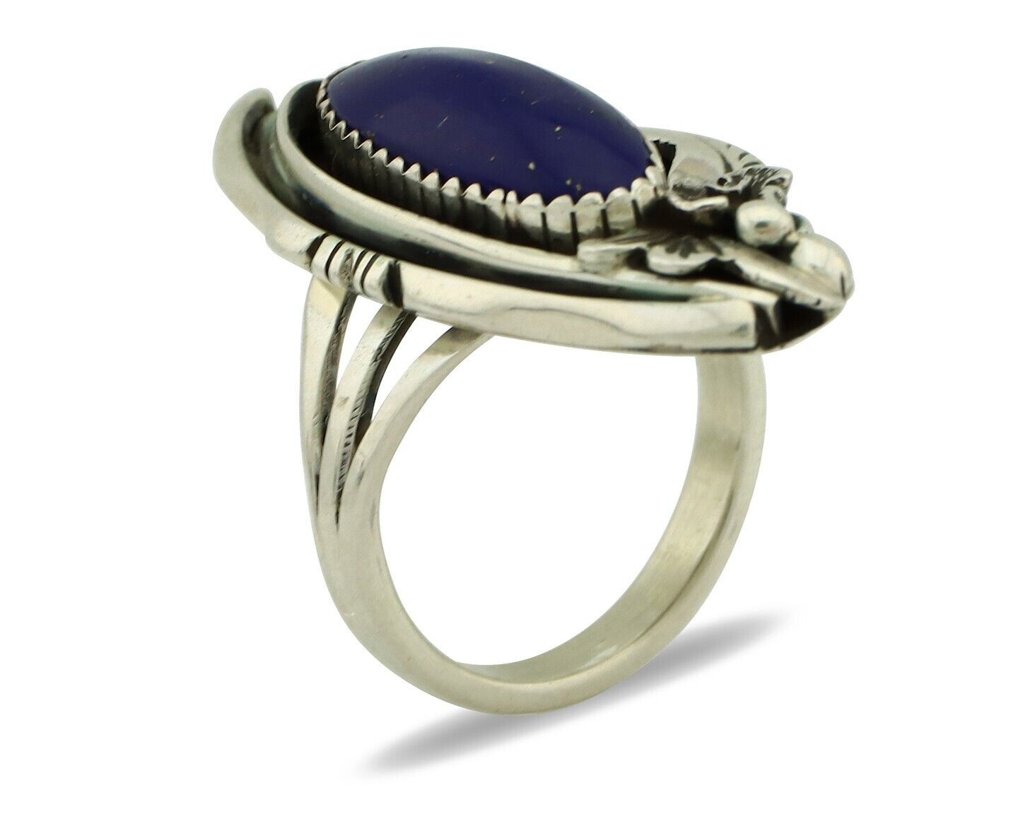 Zuni Ring 925 Silver Natural Lapis Lazuli Artist Signed Unknown C.80's