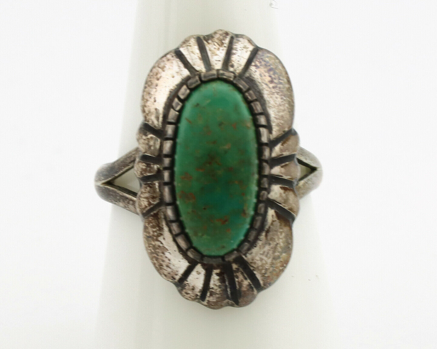 Navajo Ring .925 Silver Natural Whole Turquoise Artist M Montoya C.1980's