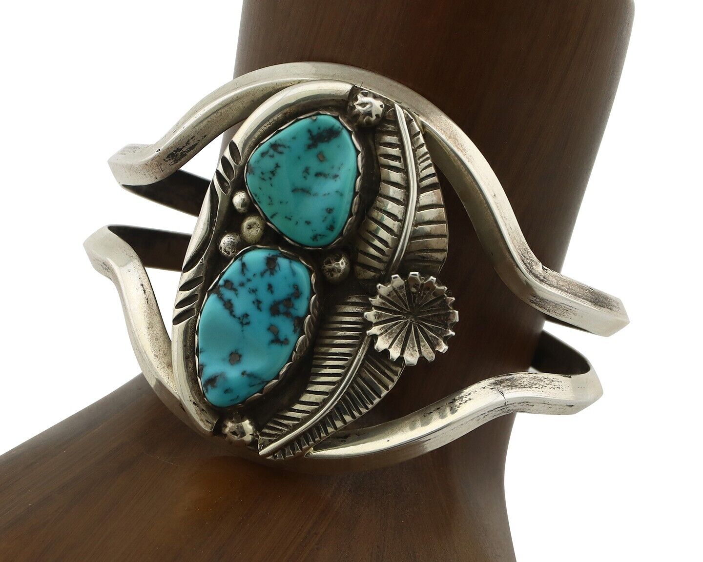 Navajo Bracelet 925 Silver Sleeping Beauty Turquoise Native Artist C.80's