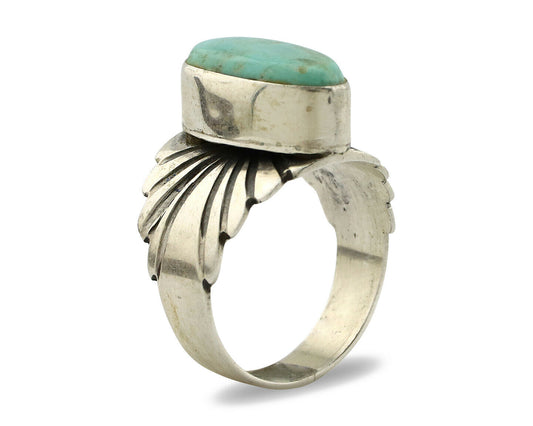 Navajo Ring .925 Silver Kingman Turquoise Artist Signed Apache C.80's