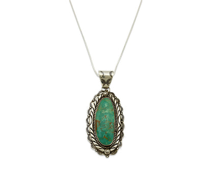 Navajo Necklace .925 Silver Kingman Turquoise Signed MB C.1980's