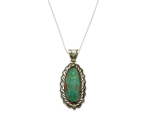 Navajo Necklace .925 Silver Kingman Turquoise Signed MB C.1980's