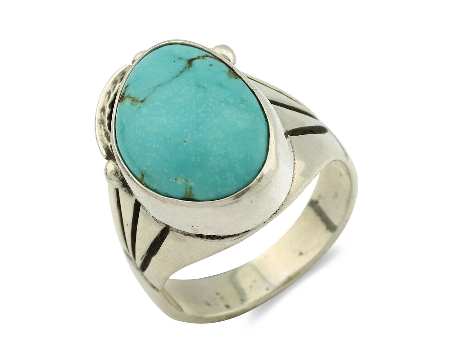 Navajo Ring .925 Silver Blue Southwest Turquoise Native Artist C.80's