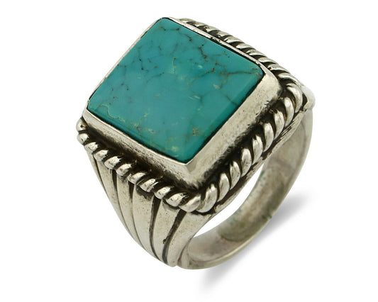 Navajo Ring .925 Silver Blue Green Turquoise Signed C Montoya C.80's