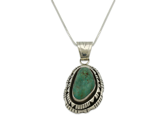 Navajo Pendant .925 Silver Aqua Turquoise Artist Signed FT C.80's