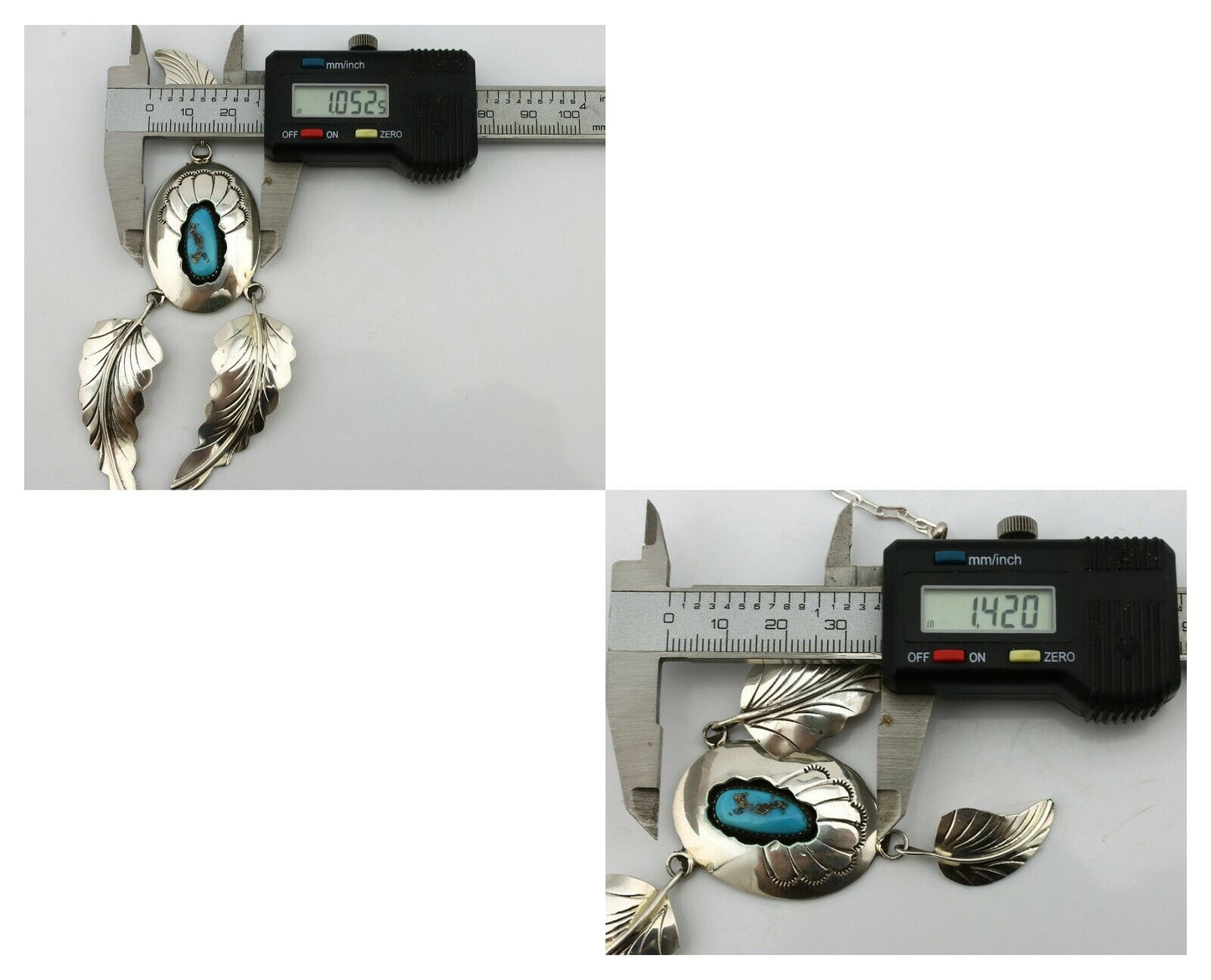 Navajo Necklace .925 Silver Sleeping Beauty Turquoise Artist Signed M C.80's