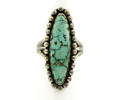 Navajo Ring .925 Silver Kingman Turquoise Signed Artist Sunbell C.80's