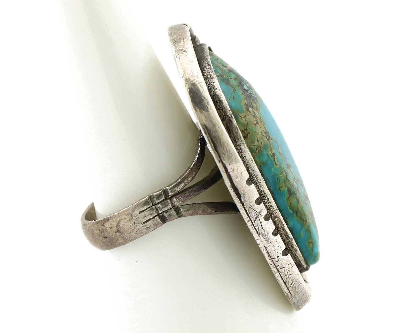 Navajo Ring 925 Silver Natural Turquoise Native Artist C.1980's